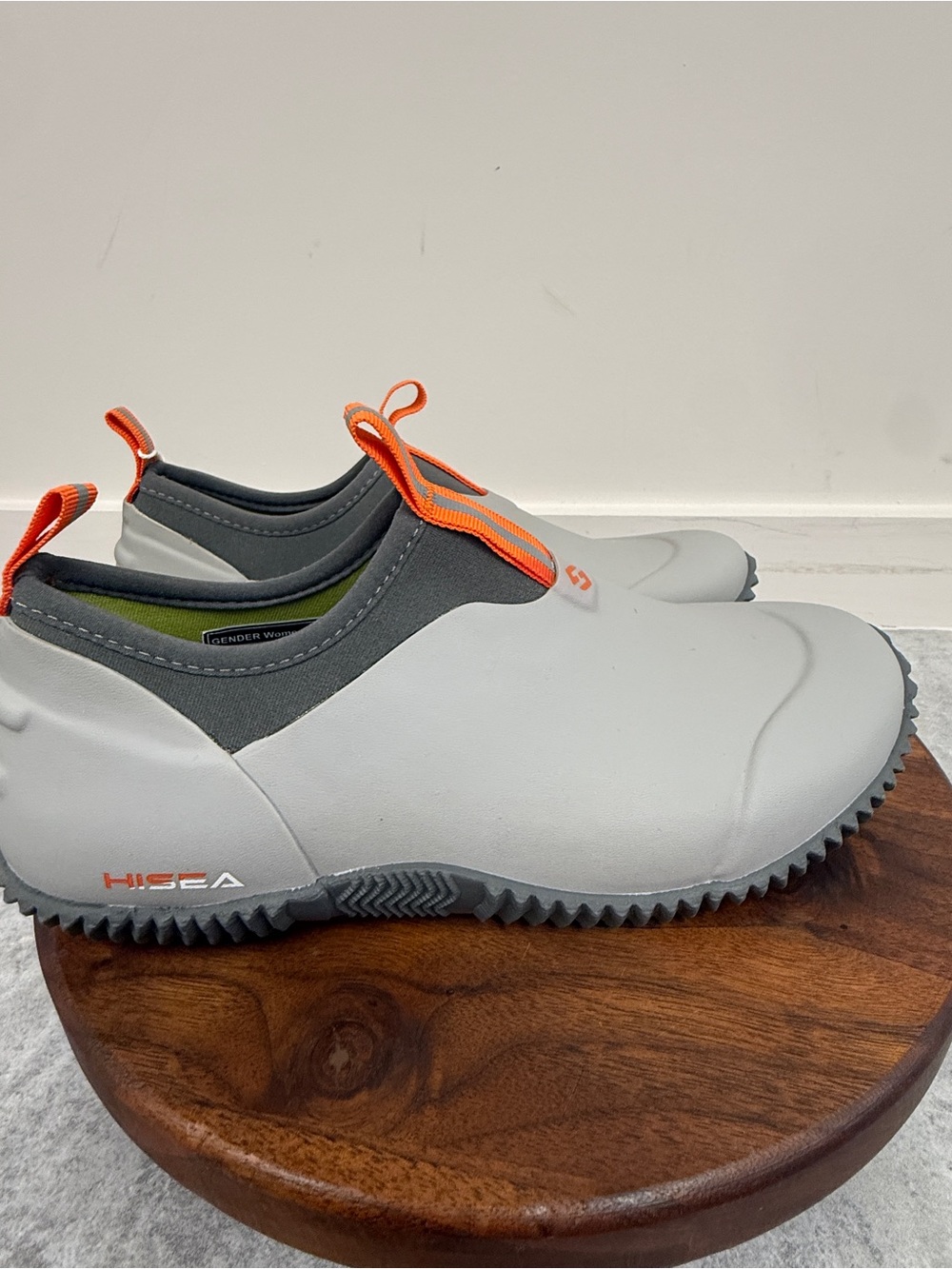 HISEA Women’s Slip-On Water Loafers in Light Gray with Orange Accents